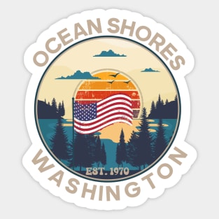 OCEAN SHORES WASHINGTON USA FLAG Sticker